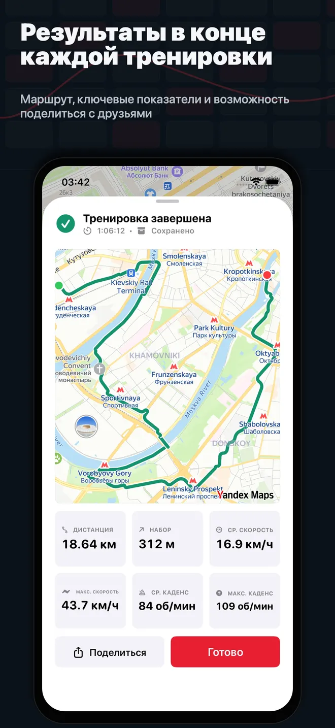Результаты в конце каждой тренировки